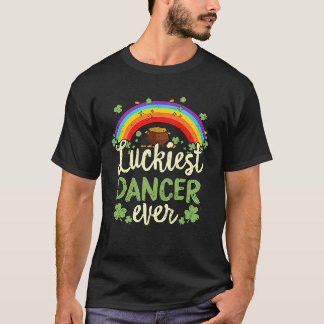 Camiseta Luckiest Dancer Ever St Patricks Day Rainbow Men W (Frente)