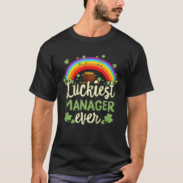 Camiseta Luckiest Manager Ever St Patricks Day Rainbow Men  (Frente)