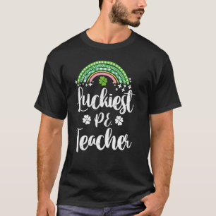 Camiseta Luckiest P E Teacher St Patricks Day Shamrock Luck