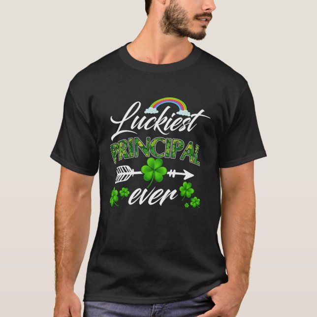 Camiseta Luckiest Principal Ever Shamrock Irish Teacher Pat (Frente)