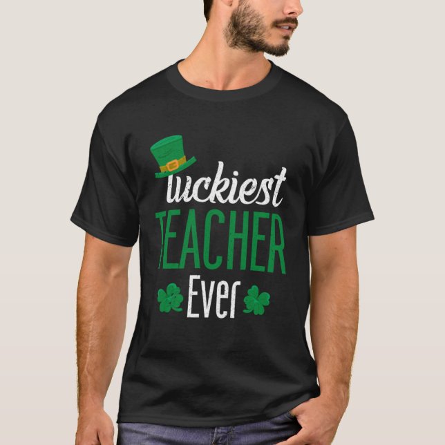 Camiseta Luckiest Teacher Ever St Patricks Day School  Iris (Frente)