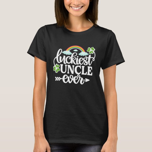 Camiseta Luckiest Uncle Ever   St Patrick's Day Shamrock (Frente)