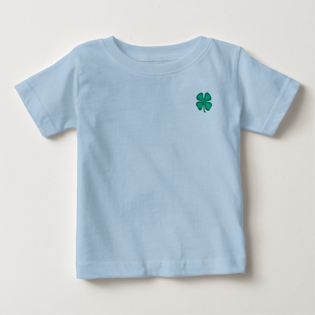 Camiseta Lucky 4 Leaf Irish Clover blue baby T shirt (Frente)
