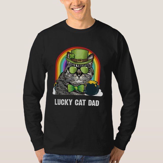 Camiseta Lucky American Bobtail Cat Dad St Patricks Day (Frente)