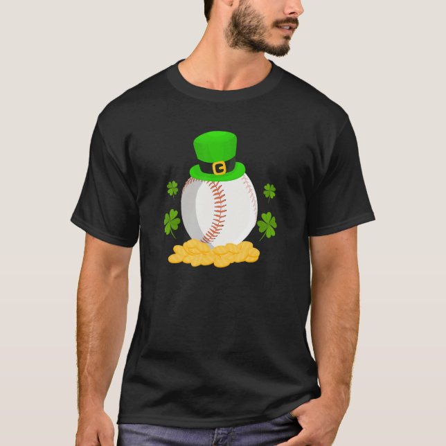 Camiseta Lucky Baseball Leprechaun Ouro Moedas Ir (Frente)
