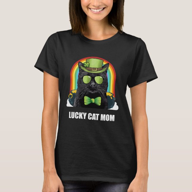 Camiseta Lucky Bombay Cat Mom St Patricks Day (Frente)