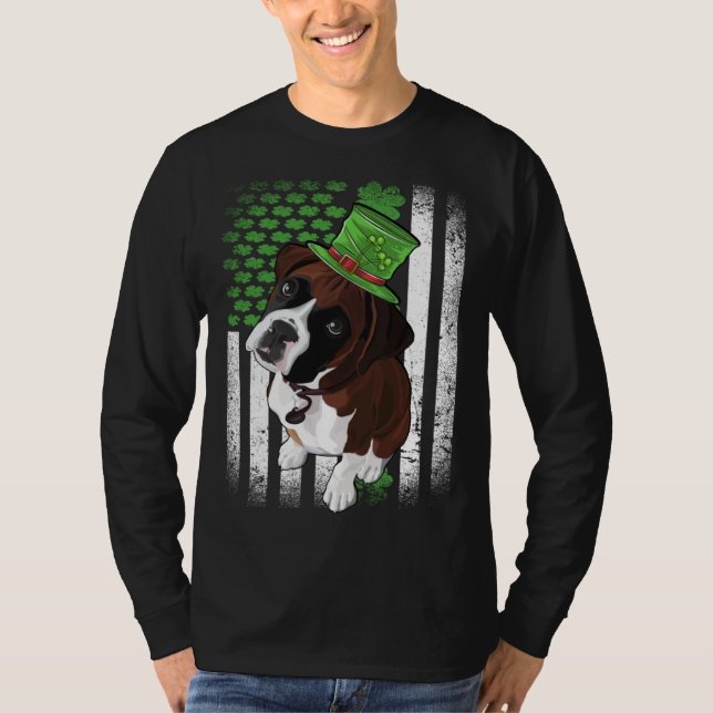 Camiseta Lucky Boxer Dog St Patrick s Day (Frente)