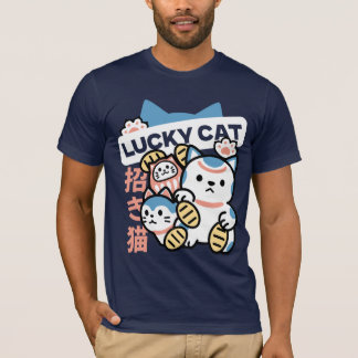 Camiseta Lucky Cat Art – Maneki Neko with Gold Coin
