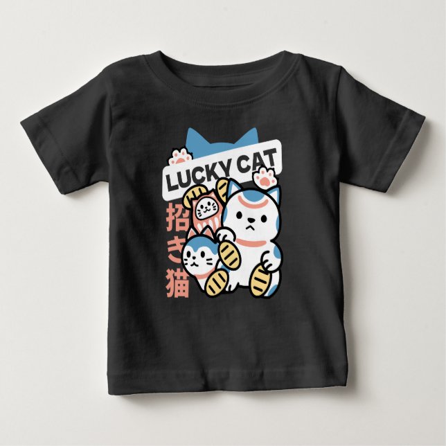 Camiseta Lucky Cat Art – Maneki Neko with Gold Coin (Frente)