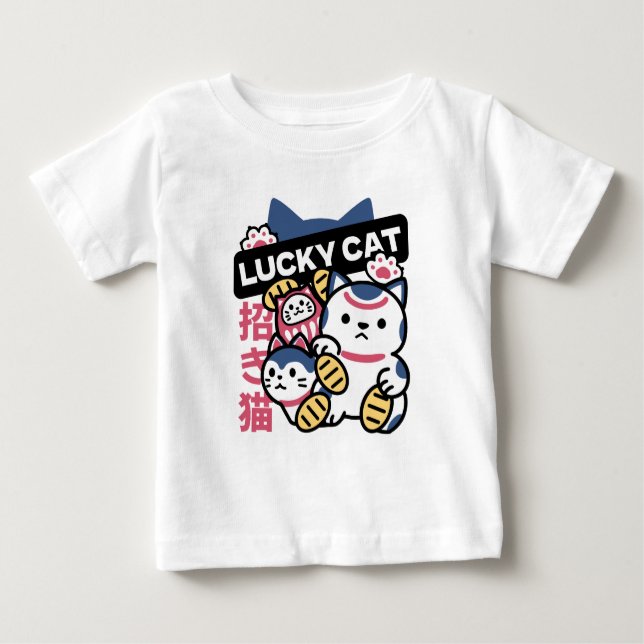 Camiseta Lucky Cat Maneki Neko – Japanese Fortune Cat  (Frente)