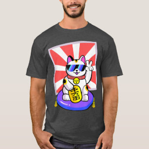 Camiseta Lucky Cat Maneki Neko Japonês Zen Yoga Engraçado
