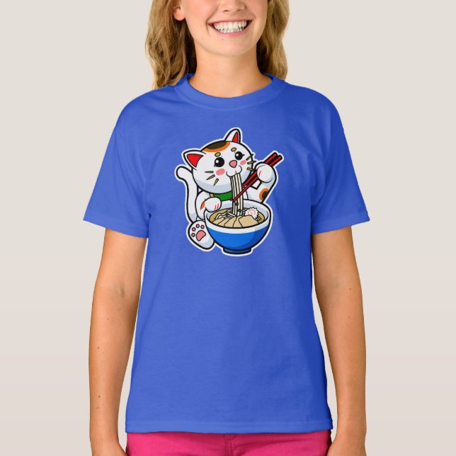 Camiseta Lucky Cat Ramen Tri-Blend Shirt (Frente)