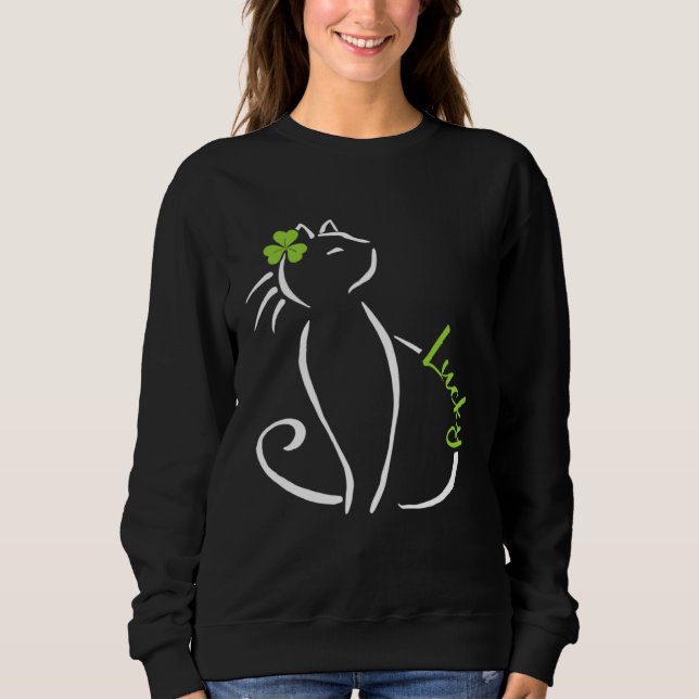 Camiseta Lucky Cat St Patricks Day Cute Irish Kitten Shamro (Frente)