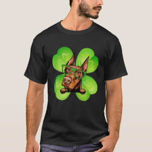 Camiseta Lucky Clover Doberman Funny Dia de São Patrício 