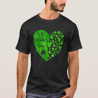 Camiseta Lucky Clover Heart Feliz Rua.Patrick's Day Clover 