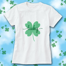 Camiseta Lucky Clover Script St. Patrick’s Day Tee       