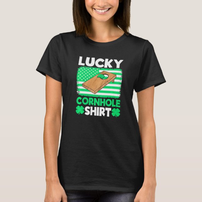 Camiseta Lucky Cornhole   Equipe Cornhole Saco de Feijão  C (Frente)