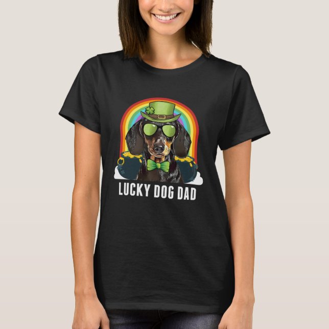 Camiseta Lucky Dachshund Dog Dad St Patricks Day (Frente)