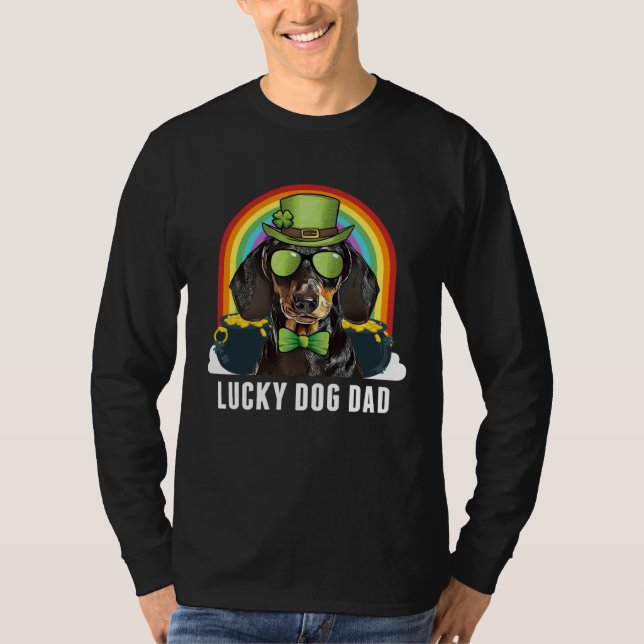 Camiseta Lucky Dachshund Dog Dad St Patricks Day (Frente)