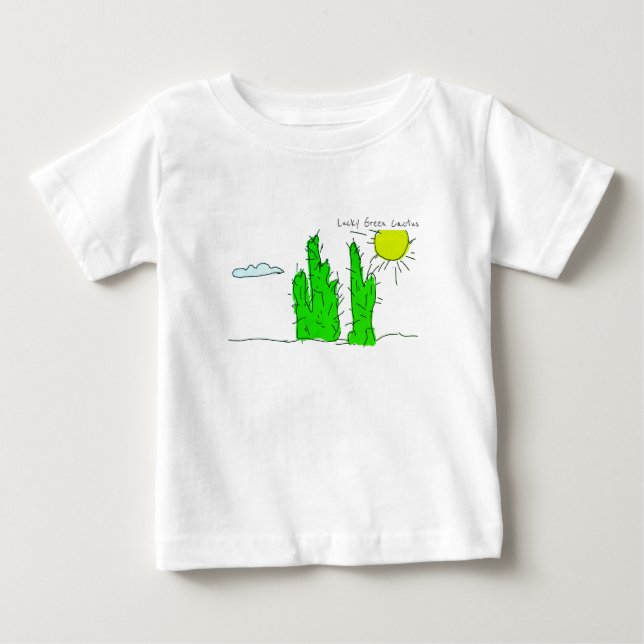 Camiseta Lucky Green Cactus Doodle Funky Ruffle (Frente)