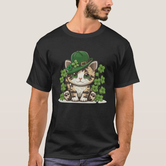 Camiseta Lucky Green Proud Irish St Patricks Day Cat 2 (Frente)