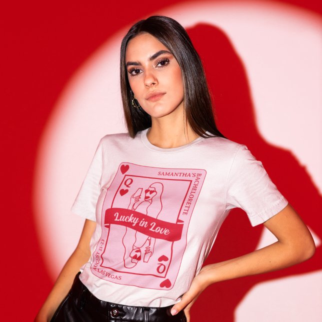 Camiseta Lucky In Love Bold Pink & Red Bachelorette (Lucky In Love Bold Pink & Red Bachelorette T-Shirt)