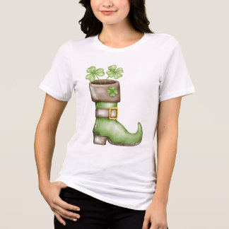 Camiseta Lucky Irish Leprechaun Boot Shamrock Feminino