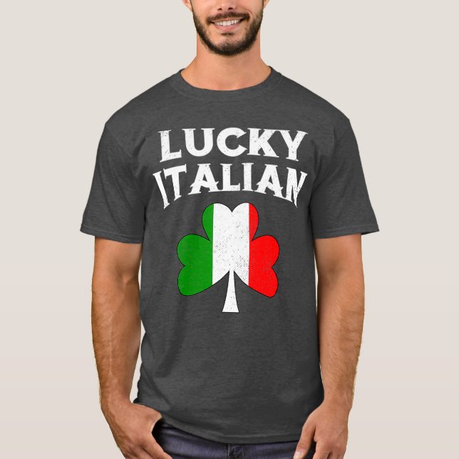 Camiseta Lucky Italiana Dia de São Patrício Itália Irlandes (Frente)