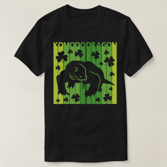 Camiseta Lucky Komodo Dragon Animal Dia de São Patrício irl (Frente do Design)