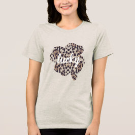 Camiseta Lucky Leopard Imprima Rua de Shamrock. Dia de Patr