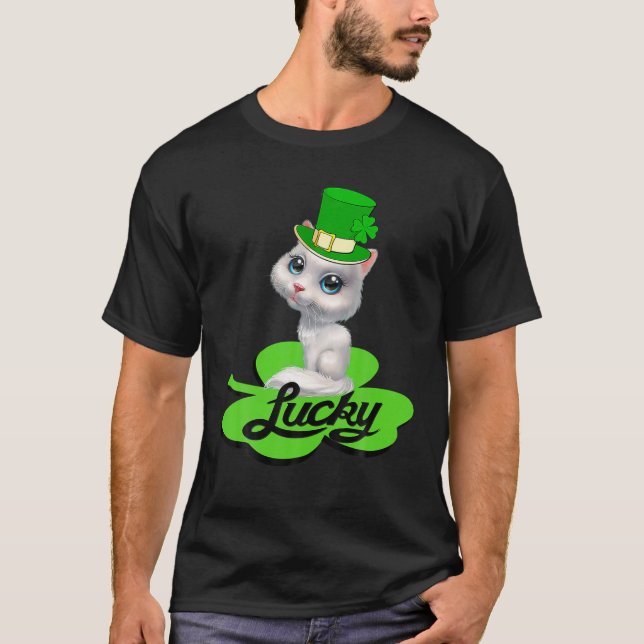 Camiseta Lucky Leprechaun Cat St Patricks Day Shamrock For (Frente)