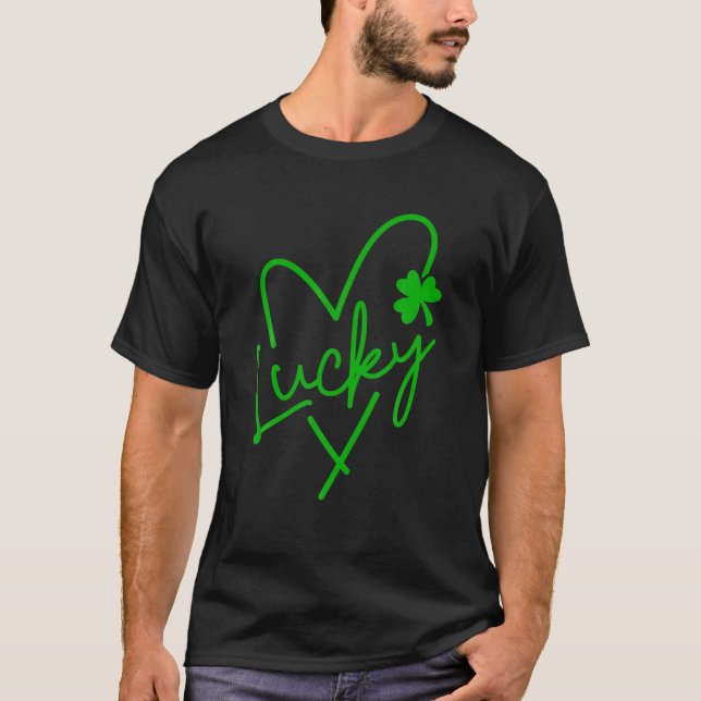 Camiseta Lucky Love Heart Shamrock Clover Womens Green (Frente)