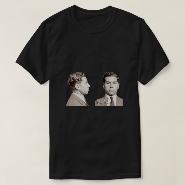 Camiseta Lucky Luciano Mugshot Clássico (Frente do Design)