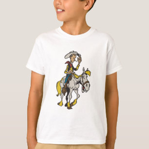 Camiseta Lucky Luke e Jolly Jumper cartoon cowboy e cavalo