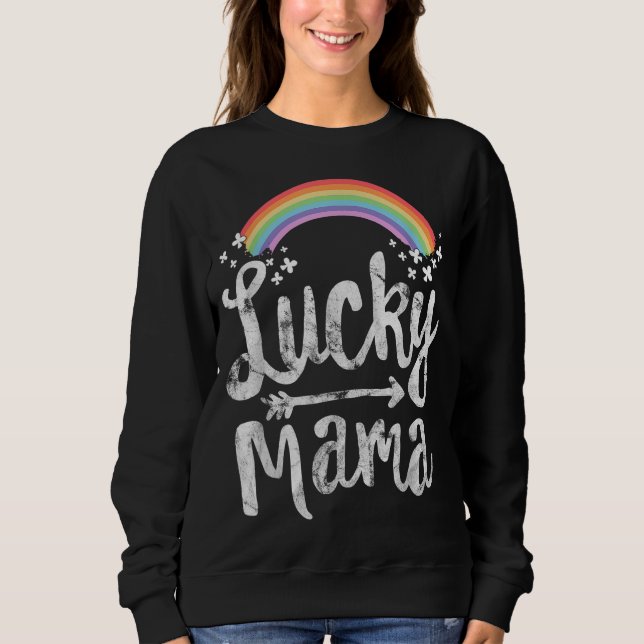 Camiseta Lucky Mama Family Dia de São Patrício Mãe Dia de a (Frente)