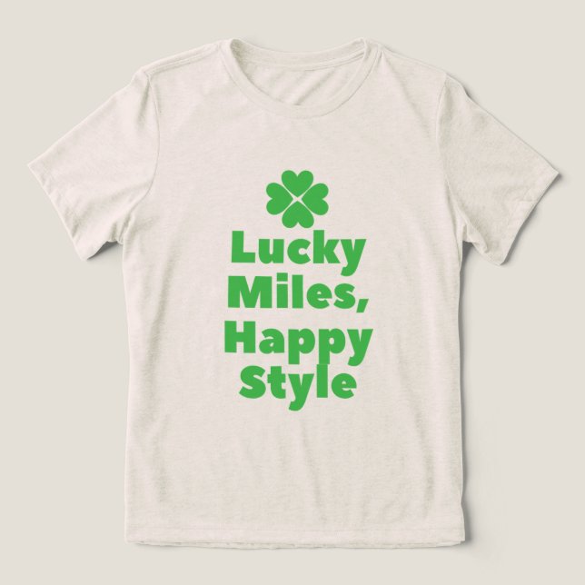 Camiseta Lucky Miles, Dia de São Patrício de maratona de es (Design frontal)