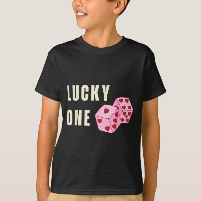 Camiseta Lucky One Heart Dice Couples Matching Valentines D (Frente)