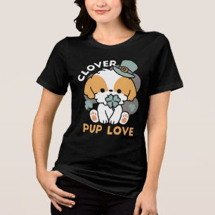 Camiseta Lucky Pup com Clover - Rua. Presente no Dia de Pat