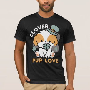 Camiseta Lucky Pup com Clover - Rua. Presente no Dia de Pat