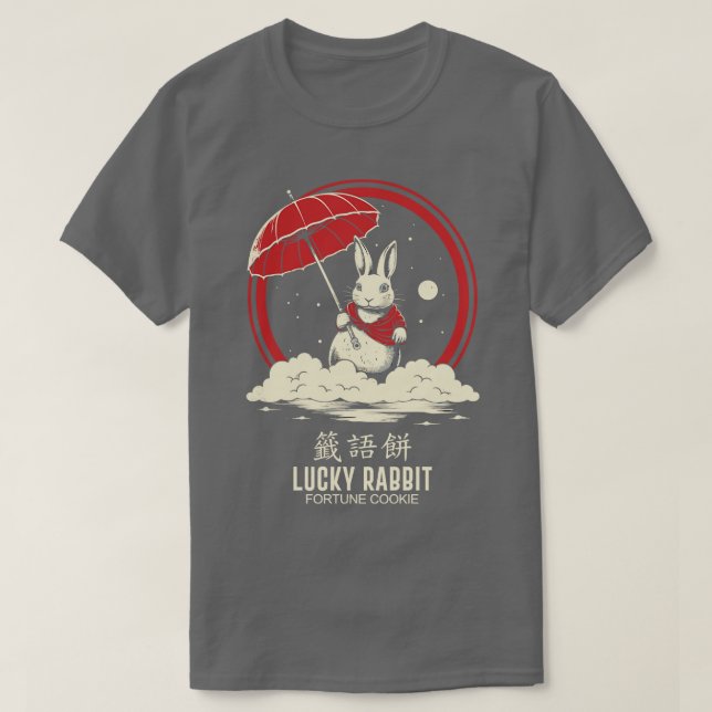 Camiseta Lucky Rabbit Fortune Cookie (Frente do Design)