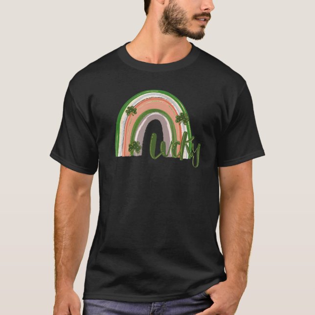 Camiseta Lucky Rainbow Women Raparigas Dia de São Patrício (Frente)