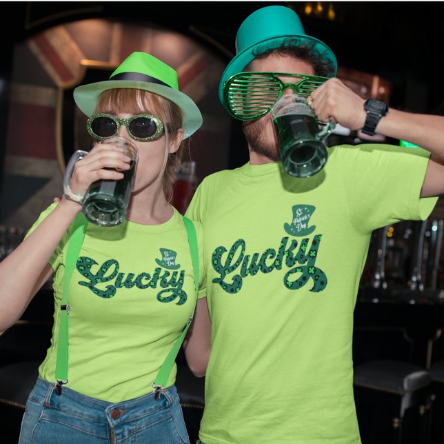 Camiseta Lucky Rua Patrick Leopard Leprechaun Hat Shamrock (Criador carregado)