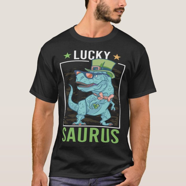 Camiseta Lucky Saurus Irish Rex Dinosaur  St Patrick s Day  (Frente)