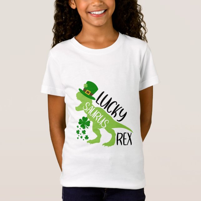 Camiseta Lucky Saurus Rex - Rua. Dinossauro do Dia de Patri (Frente)