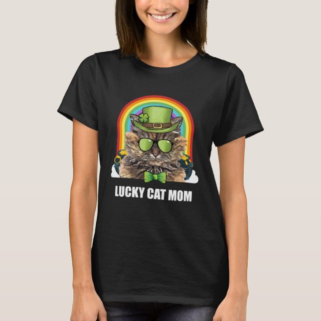 Camiseta Lucky Selkirk Rex Cat Mom St Patricks Day (Frente)