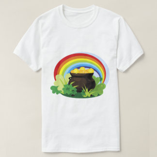 Camiseta Lucky Shamrocks Fecha Pote Arco-Íris De Dourado