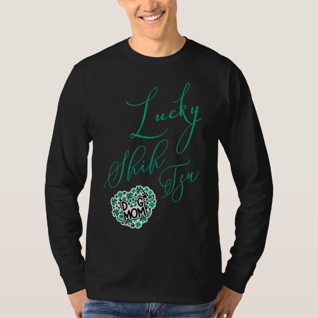 Camiseta Lucky Shih Tzu Dog Mãe Para Mulheres (Frente)