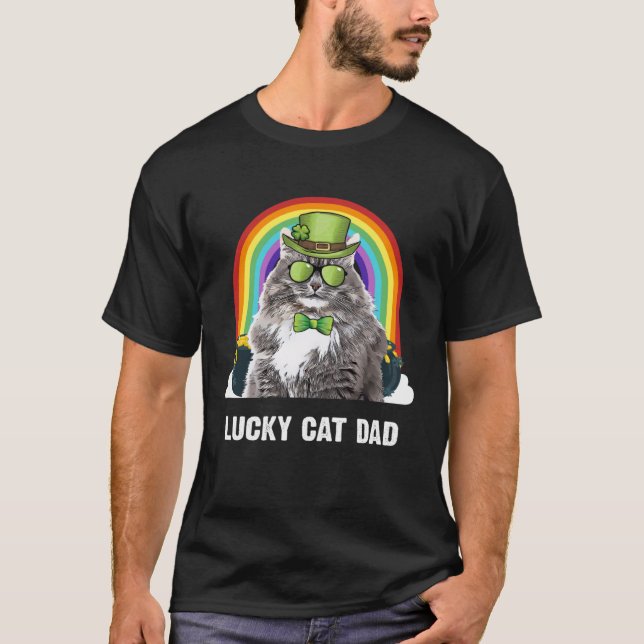 Camiseta Lucky Siberian Cat Dad St Patricks Day (Frente)
