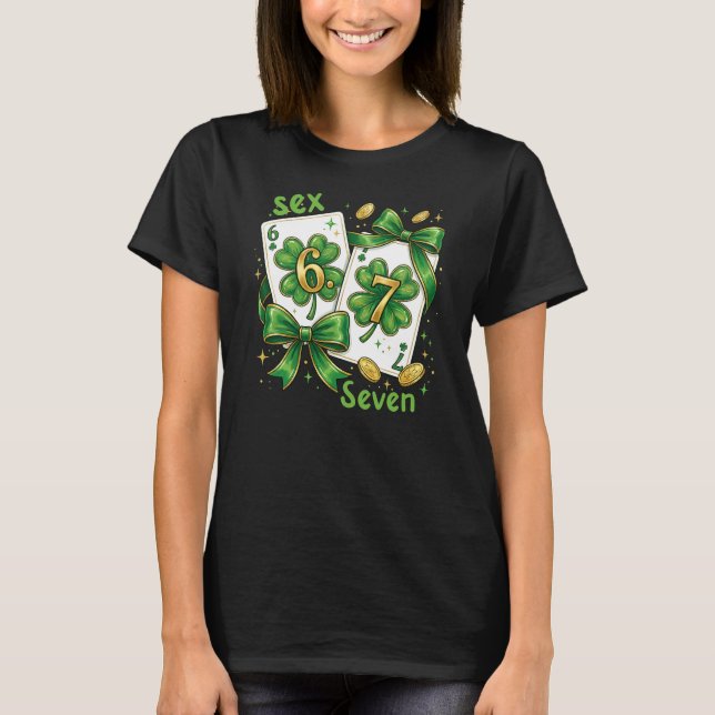 Camiseta Lucky Six Seven Playing Cards, St Patricks Day (Frente)