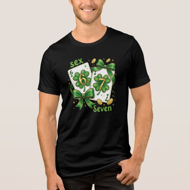 Camiseta Lucky Six Seven Playing Cards, St Patricks Day (Frente)